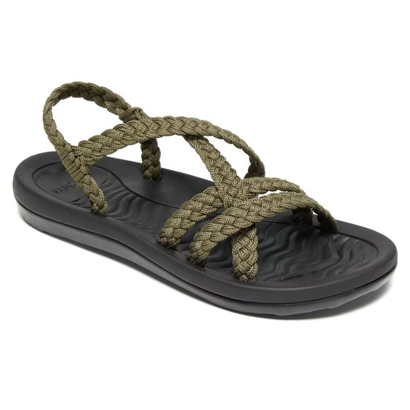 MEGNYA Women's Athletic Sport Shoes, Ultra Lightweight Skin Friendly Braided Slide Sandals with Arch Support, Comfortable Walking Sandals for Outdoor Activieies Taupe Size 8 - Image 1